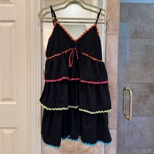 Black Dress with Colorful Trim - perfect for a summer party and fiesta!